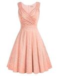 GRACE KARIN Ladies V-Neck Elegant Wedding Guest Dress Lace Ceremony Graduation A-line Prom Dress Summer Sleeveless Dress XL Lace Pink