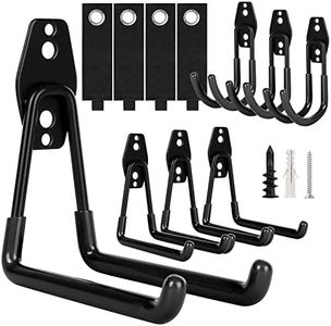 AojSup Ganci per Garage, 10 Pezzi Ganci da Parete Garage per Impieghi Gravosi & Cinghia di Stoccaggio del Cavo, Ganci Garage a Muro per Organizzazione Utensili, Biciclette, Tubo Flessibile(Nero)