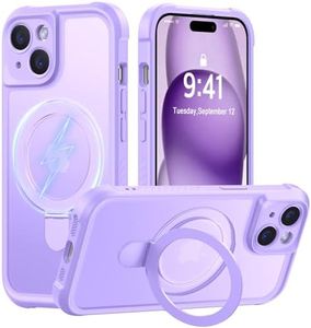 MOCCA Design for iPhone 15 Case with Magnetic Invisible Stand [Full Camera Protection] [Compatible with Magsafe] Military Drop Shockproof Translucent Matte Phone Case Cover 6.1",Light Purple