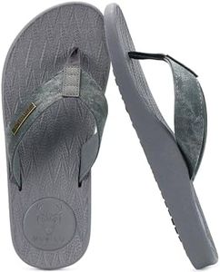 KuaiLu Mens Flip Flops Arch Support Orthotic Orthopedic Plantar Fasciitis Comfortable Waterproof Open Toe Summer Beach Leather Thong Sandals Cushion Slip on Slippers Grey Size 11