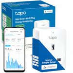 Tapo WiFi App Control Smart Plug, Energy Monitoring & MATTER Compatible Alexa Plug, Works with Alexa, Google, Apple HomeKit, Smart things, Device Sharing, Smart Plugs That Work With Alexa (Tapo P110M)