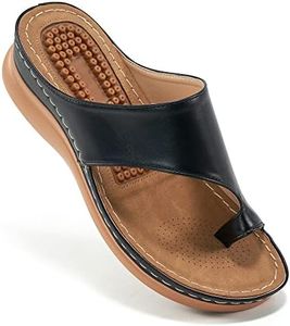 Aomigoct Sandals for Women Wedge Shoes: Comfortable Orthopedic Sandals Womens Dressy Summer Flip Flops Casual Walking Wedges, Black, 10.5