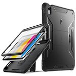 Poetic Revolution Case Designed for iPad 10.9 10th Gen (2022), Full-Body Rugged Shockproof Protective Cover with Kickstand and Built-in-Screen Protector, Only Applicable to iPad 10th Generation, Black