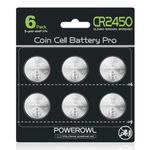 POWEROWL - CR2450 Battery Pack of 6, High Capacity 2450 3v Lithium Batteries, 10 Years Leak-Free, Long Lasting CR 2450