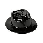 Fun Express Black Plastic Fedora Hats for Adult - Gangster Costume Party Hats - 12 Pieces, Black, 21 1/4"