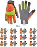 HANDLANDY Hi-vis Reflective Work Gloves Bulk, Pack of 12 Pairs Anti Vibration Safety Gloves for Men Women, Touch Screen (Medium, 12 pairs Hi-vis Yellow)
