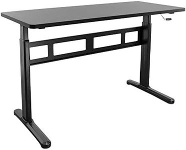 Mount-It! Height Adjustable Manual Standing Desk with Tabletop | 55.1 X 23.6 Inch Tabletop | Complete Sit Stand Workstation | Stand Up Desk Frame and Desktop with Hand Crank | 1 Inch Thick Desktop