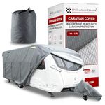 UK Custom Covers Caravan Cover – Breathable Camper Winter Cover with Matching Caravan Hitch Cover for All-Weather Outdoor Protection (Size 14-17ft, Grey)