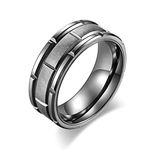 Bishilin Friendship Ring Men, Black Wedding Band Men Stainless Steel 8MM Brushed Matte Band Ring Size T 1/2