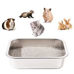 Yangbaga Cat Litter Tray，Rabbit Litter Tray，Stainless Steel Large Size Cat Litter Box No Odor, Non Stick, Never Bend, Easy to Clean，Large Metal Litter Pan for Cats Rabbits