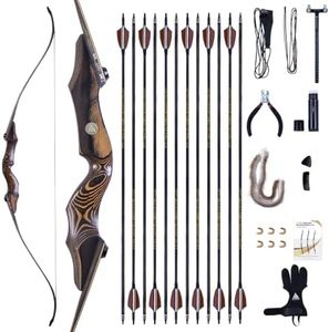Helixpoint Archery Strike Takedown Bow Kit Right-Handed Hunting Bow,60" & 62" AMO Bow Length,30-50 lbs Draw Weight for Adults and Hunters, Wooden Recurve Bow for Outdoor and Practice (60", 35, Pounds)