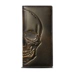 HOJ Co. SKULL Long Wallet For Men | Full Grain Leather With Hand Burnished Finish | Bifold Wallet | Rodeo Wallet | Skull Wallet