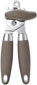 TJ POP Can Opener Manual, Multi-Purpose Heavy Duty Handheld Can Opener, Durable Stainless Steel Tin Opener, Super Sharp Cutting Wheel for Smooth Edge, Easy Turn Knob, with Bottle Opener, Light Brown