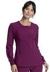 Infinity Long Sleeve Scrubs for Women, 4-Way Stretch Performance Fabric CK781A, M, Wine