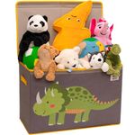 Olive&Oscar Foldable Kids Toy Box Storage with Lid, Large 80L Toy Storage box with Handles Suitable for All Children, Boys, Girls,Toddlers & Baby - Green Dinosaur