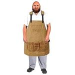 Urby Plus Size Apron For Wood Working, 16oz Ready Wares Waxed Canvas Apron Fits Waist W36+, XL, XXL Or Plus. Ideal For Woodworking, Workshop, Or Wood Shop. Waxed Canvas