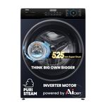 Haier 7 Kg 5 Star Powered by AI-DBT with PuriSteam, 525mm Super Drum Fully Automatic Front Load Washing Machine (HW70-IM12929BK, Inverter Motor with In-Built Heater, Black)