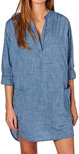 Seafolly Women's Basics Boyfriend Beach Shirt Cover Up, Beach Basics Chambray, Medium