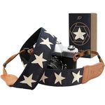 Padwa Lifestyle Camera Strap - 2" Wide Cowhide Head Cotton Camera Straps for Photographers,Vintage Universal Neck & Shoulder Camera Straps for All DSLR Cameras(Pentagram Embroidered)