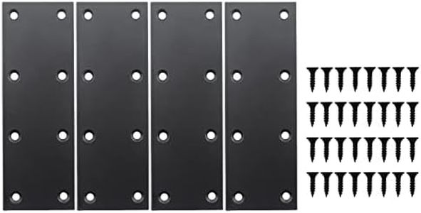 4 Pack Flat Straight Brace Brackets, ULIFESTAR Black Stainless Steel Mending Bracket Plate Metal Shelf Support Fixing Joining Plate for Furniture,Wood,Shelves,Cabinet with Mounting Screws