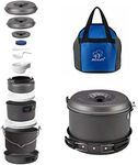 Bulin Camp Cookware Set 24 PCS Camping Cookware Lightweight Aluminum Cookware Set Backpacking Cooking Set Mess Kit for Camping Family Hiking Camping Pots and Pans Set