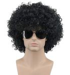 Karlery Adult Men Women Afro 70s 80s Short Curly Black Rocker Party Wig California Halloween Costume Cosplay Wig