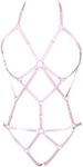 Women's Body Harness Bra Set Punk Strap Underwear Full Body Garter Adjustable Size Gothic Carnival Clothing Accessories, Pink N0095, One Size