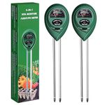 iPower Soil Meter, 3-in-1 Plant Moisture Light PH Tester for Gardening, Farming Indoor & Outdoor Use, 2 Pack, Green