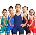 Elite Sports Kids Wrestling Youth Singlet, Standard Boys Wrestling Singlets, Navy, Large