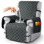 TAOCOCO 100% Waterproof Recliner Chair Covers, Recliner Sofa Covers with Leg Straps, Reversible Reclining Couch Cover for Recliner, Washable Couch Protector for Pets Kids(1 Seat 22", Dark Gray)