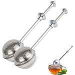 2 Pack Tea Balls for Loose Tea, Tea Infuser Tea Steeper Set, Tea Ball Strainer Infuser Ball Shape Push Style Stainless Steel Tea Strainer for Loose Leaf, Spices, Seasonings in Home or Office.