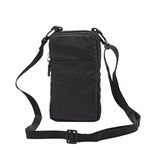 Small Phone Belt Clip Holster, Black Mobile Phone Crossbody Bag Men, 7.2" Vertical Outdoor Travel Cellphone Shoulder Messenger Bag Smartphone Waist Pouch Bumbag Pocket with Belt Loop Carabiner Hook