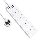 Extension Lead with USB Slots, FDTEK 4 Way Surge Protected Extension Socket with 1 USB C &3 USB A Ports, Individual Switched Plug Extension Mountable Power Strip with 1.5M cable for Home Office Dorm…