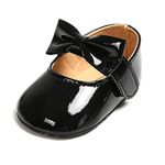 SOFMUO Baby Girls Mary Jane Flats with Bowknot Ballet Slippers Toddler First Walkers Infant Princess Wedding Party Christmas Dress Shoes(Black,6-12 Months)