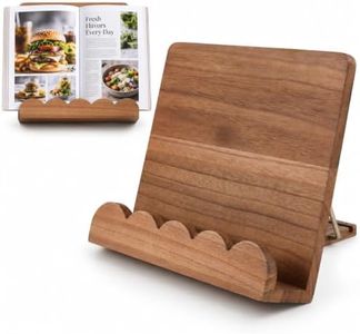Cookbook Stand for Kitchen Counter, Adjustable Wooden Recipe Book Holder