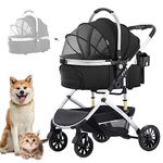 LPOTIUS 3-in-1 Pet Strollers for Small Medium Dogs Cat with Detachable Carrier Foldable Travel Pet Gear Stroller