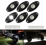 SUNPIE Pure White LED Rock Lights Kits with 6 pods Lights 6000K for Off Road Truck Car ATV SUV Motorcycle Under Body Glow Light Lamp Trail Fender Lighting (White)