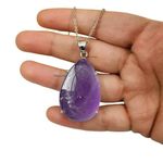 Amethyst Pure 925 Sterling Silver Necklace for Women & Girls, Large Pear Gemstone Handcrafted Necklace Gift for Her, Him