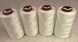 Moon Overlocking Thread 4 x 5000 Yards Polyester Moon Thread Cones White Black Natural Cream (White)