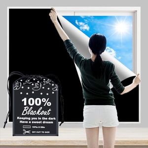 100% Blackout Blind Curtains Window Cover [𝟏𝟓𝟕"𝐱 𝟓𝟗" XXL ] [DIY Cut to Any Size or Shape] [Hook & Loop Tabs][ Portable Bags for Travel] [Light & UV Blocking ]for House,Baby Nursery,Apartment