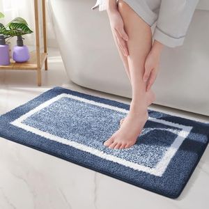 Color G Alfombra de Baño Antideslizante, Alfombrilla para Bañera,Alfombras Ducha Microfibra Suave,Alfombrillas Lavable en la Lavadora, Súper Absorbente 40 x 60 cm (Azul)
