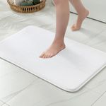 MIULEE Bath Mats Non Slip Memory Foam Bathroom Mat Bath Rug Shower Mat Coral Fleece Softness Highly Absorbent Washable Bathroom Rug Bath Mats for Bathroom Kitchen Entrance 50x80 cm White