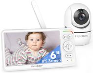 HelloBaby Baby Monitor with Camera and Audio, 6'' World First IPS Screen Baby Camera Monitor No WiFi, 4000mAh Battery, ECO, 2-Way Talk, Night Vision, 1000ft, Travel Video Baby Monitor Portable