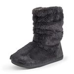 Polar Womens Slipper Boots with Sherpa Lining - Memory Foam Indoor Bootie Slipper with Anti-Slip Rubber Sole - Soft, Warm and Fluffy House Slipper - Ankle Boot Slippers - Dark Grey Fur AYC0842/UK6