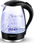 Aigostar Electric Kettle, 1.7 Liter Electric Tea Kettle with LED Illuminated and High Borosilicate Glass, Hot Water Kettle with Filter, BPA Free, Auto Shutoff, Boil-Dry Protection, Cordless, 360° Base