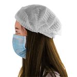 KODENIPR CLUB Women Disposable Nonwoven Bouffant Caps, Hair Net, Cap For Salon, Spa, Catering, Dust-Free Workspace (Pack Of 100), White