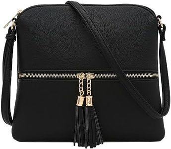 DELUXITY Lightweight Medium Crossbody Bag with Tassel, Black, One Size