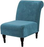 H.VERSAILTEX Velvet Accent Chair Covers High Stretch Armless Chair Covers for Living Room Luxury Thick Velvet Chair Slipcovers Modern Furniture Protector with Elastic Bottom, Peacock Blue