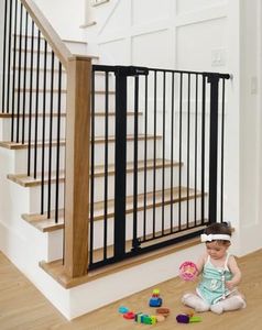 COMOMY Barriere de Securite Enfant Super Haute, 75-103cm Barriere Chien Escalier, sans Percage, Extensible, Fermeture Automatique, Monté sous Pression (Noir)