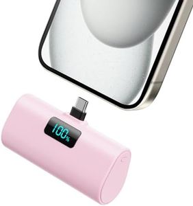 Batterie Externe pour iPhone 16/15 Series, 5200mAh USB C Power Bank à Charge Rapide, Ultra-Compact et Léger Batterie Portable Écran LCD Chargeur Portable pour iPhone 16/15/15 Pro Samsung etc.(Rose)
